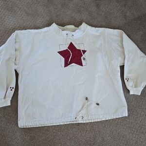 Christopher & Banks White Sweatshirt with Red Star